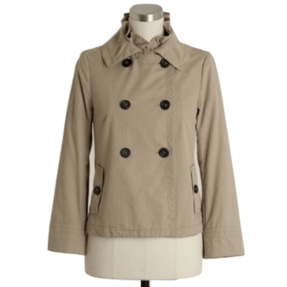 J. Crew Jackets & Blazers - J. Crew Khaki Ruffle Short Coat